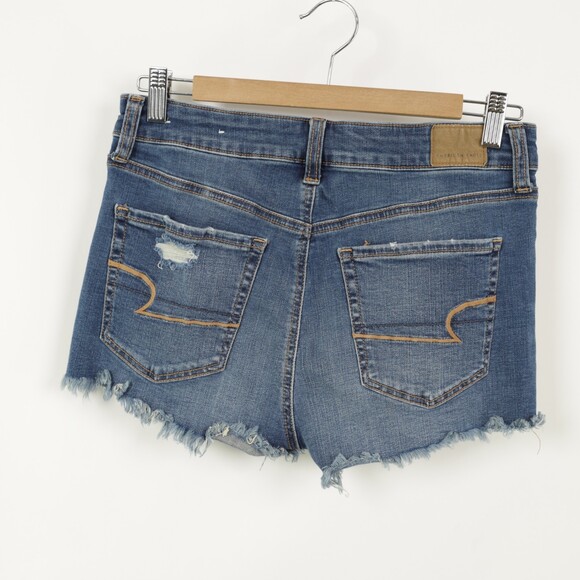 American Eagle Outfitters Distressed Button Fly Hi Rise Shortie Shorts size 6 - Picture 4 of 8